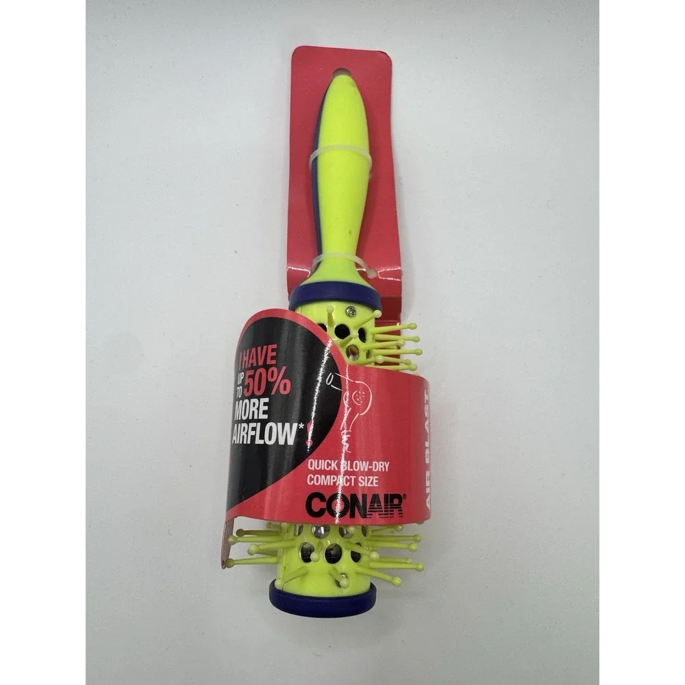 Conair Air Blast quick blow-dry Travel Size round hair brush in neon yellow 2015